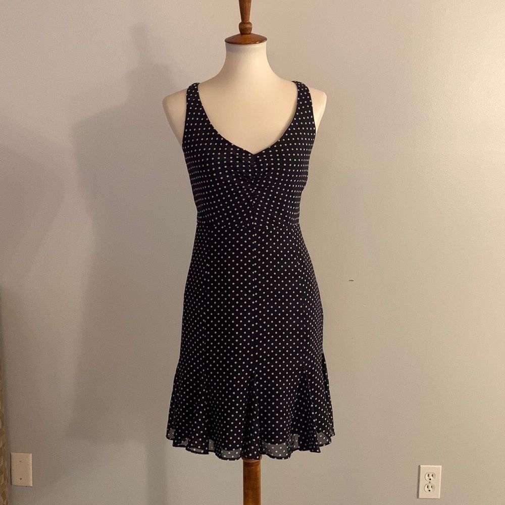 [Kate Young] Navy/White Polka Dot Sleeveless Dress - Size 2